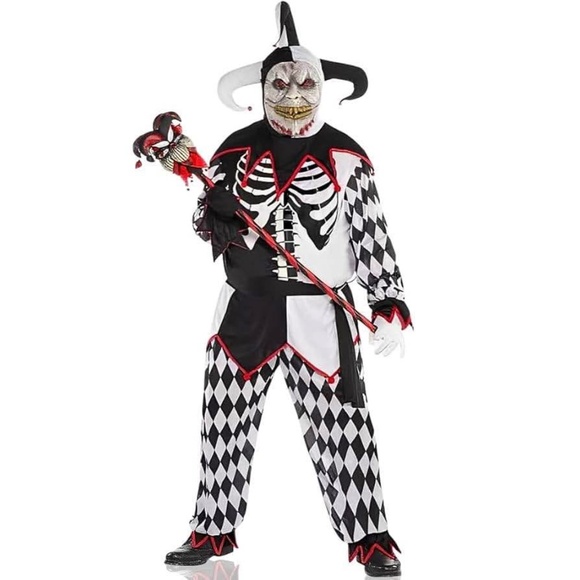BRAND NEW men sinister jester halloween costume size plus XXL 48-52 - Picture 1 of 6